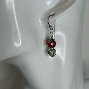 Vintage Style Red Heart Dangle Earrings